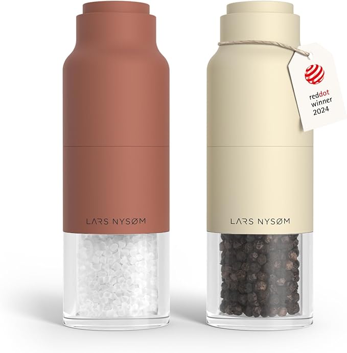 LARS NYSØM Salt and Pepper Grinder Set, Stainless Steel Manual Salt and Pepper by LN