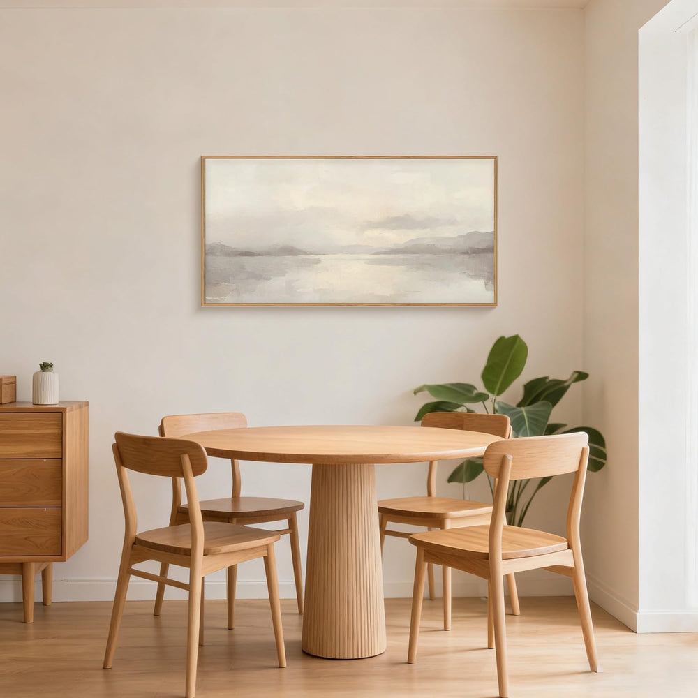 LHIUEM Large Abstract Neutral Beige Pastel Framed Canvas Wall Art,Modern Wate...