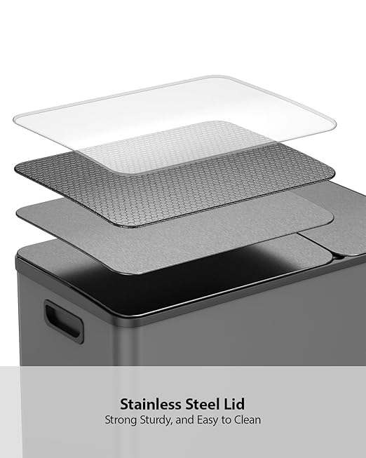 Lovewind Double Trash Can Kitchen, 13+5.5 Gallon Stainless Steel Dual Trash and - Image 5