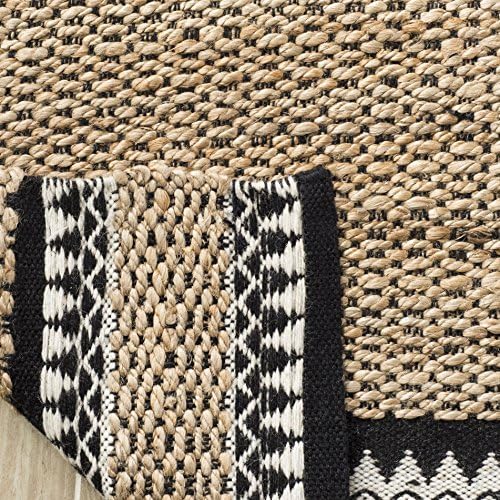 SAFAVIEH Natural Fiber Jute Area Rug 5'x8', Coastal Natural & Bla...