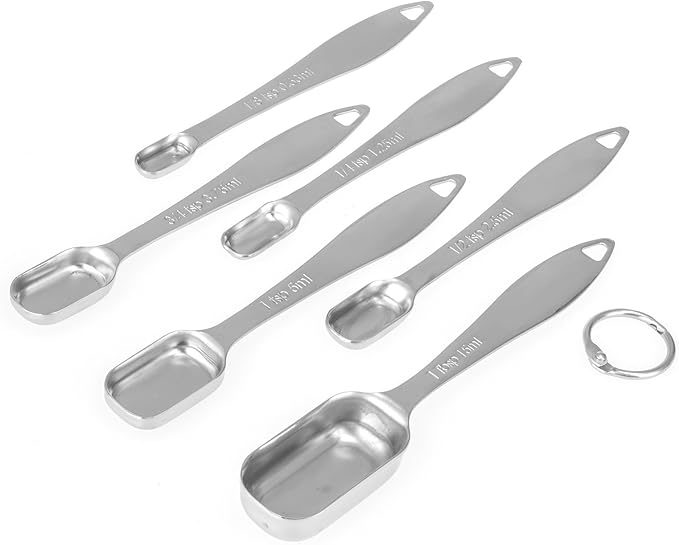 Accurate 18/8 Stainless Steel Measuring Spoons, Heavy Duty Good Handle Set of 6 - Image 2