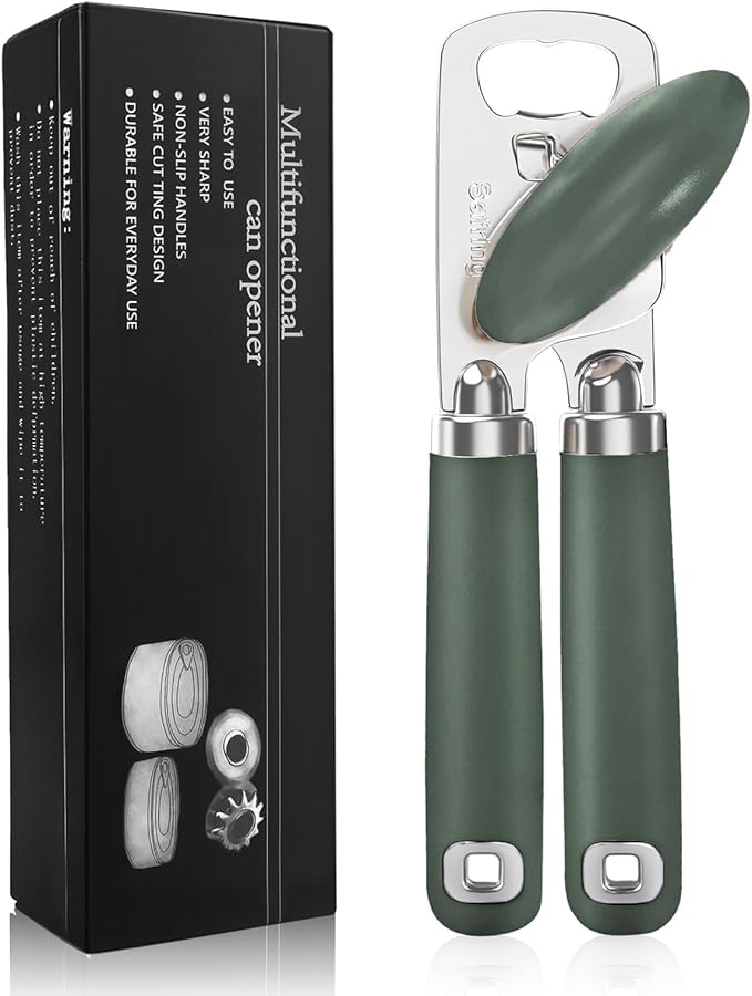 Safring Can Opener Manual, Heavy Duty Stainless Steel Smooth Edge Can Opener by Safring