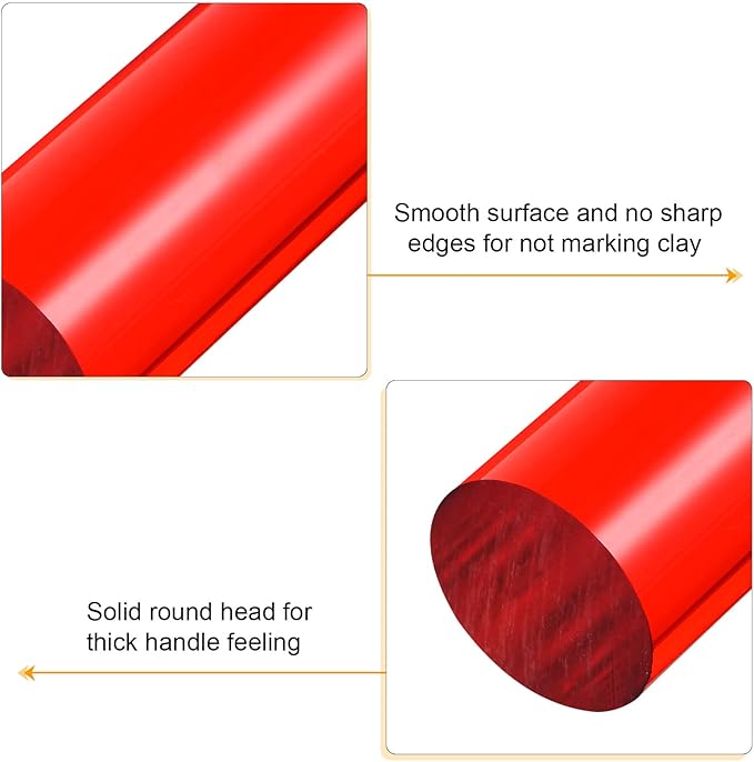 HARFINGTON Acrylic Clay Roller 9 Inch x 1 Inch Solid Non-Stick Plastic Round - Image 4