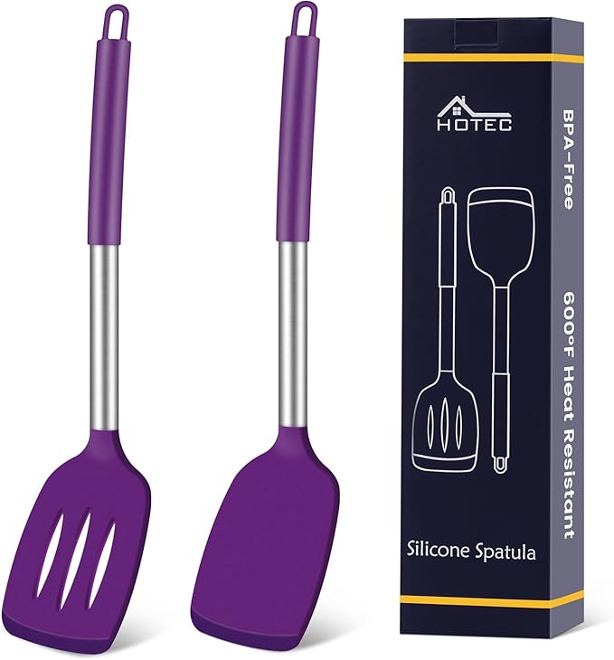 HOTEC Silicone Spatula Set of 2 Heat-Resistant 600°F & BPA-Free Kitchen by Hotec