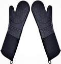 Extra Long Professional Silicone Oven Mitts with Quilted Liner, Durable Heat Resistant Oven Gloves, Heat Resistant Oven Gloves,2pcs