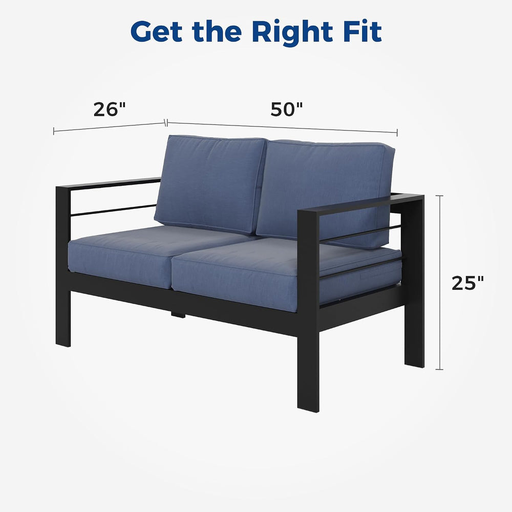 Wisteria Lane Aluminum Outdoor Sofa, 2 Seats Patio Couch All-Weather Rust-Pro...