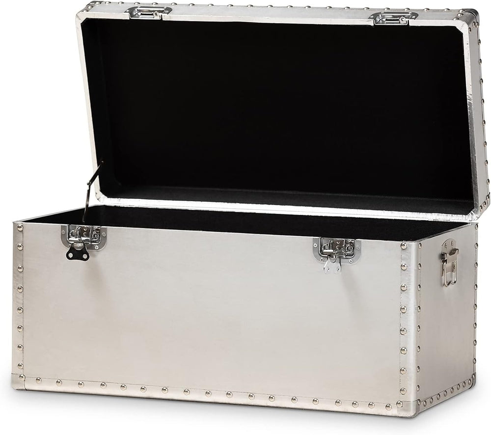 Baxton Studio Serge 13.98-inch High Storage Trunk, Silver