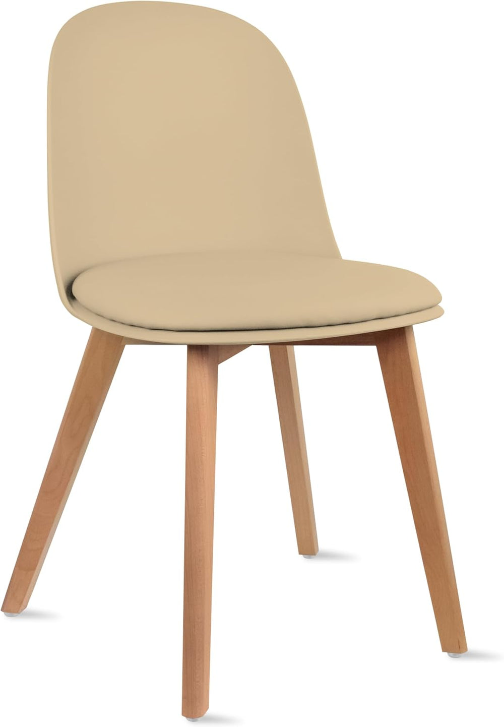 2xhome Modern Armless Dining Chair | Plastic Shell with PU Leather Cushion Pa...