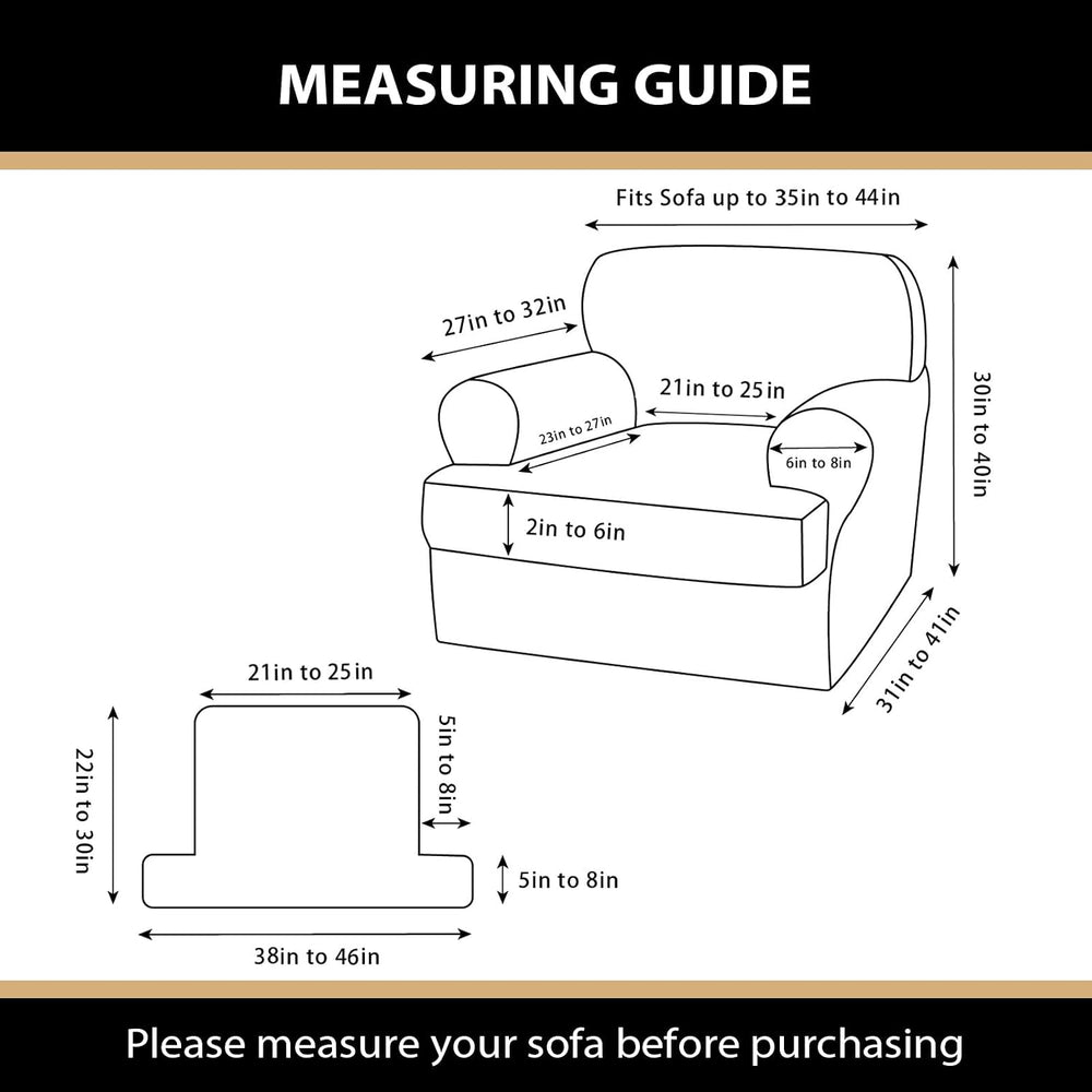 Sofa Cover 2 Pieces T Cushion Chair Covers with Arms Super Stretch Chair Slip...