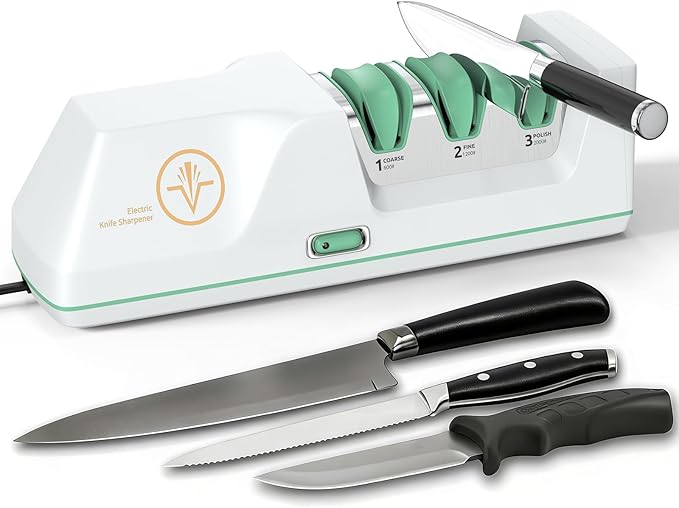 Electric Knife Sharpener with Replaceable Sharpening Head Easy to Change
