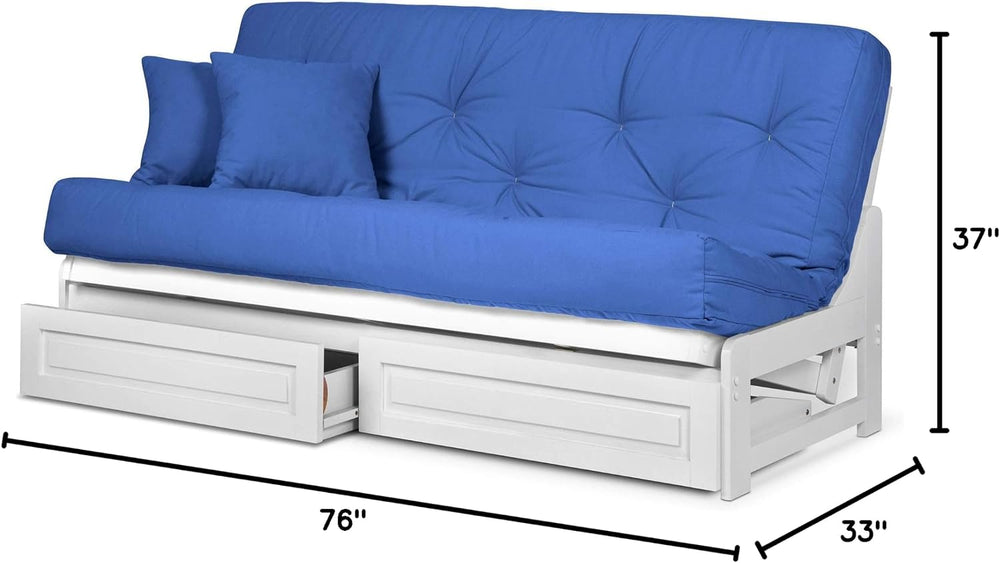 Nirvana Futons Arden Armless White Wood Futon with Bottom Drawers (Frame Only...