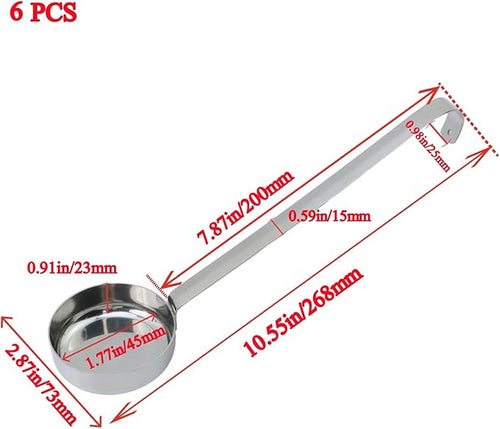 10.55 Inch 3 oz 6 Pcs Silver Stainless Steel 201 Long Handle Soup Spoon - Image 2