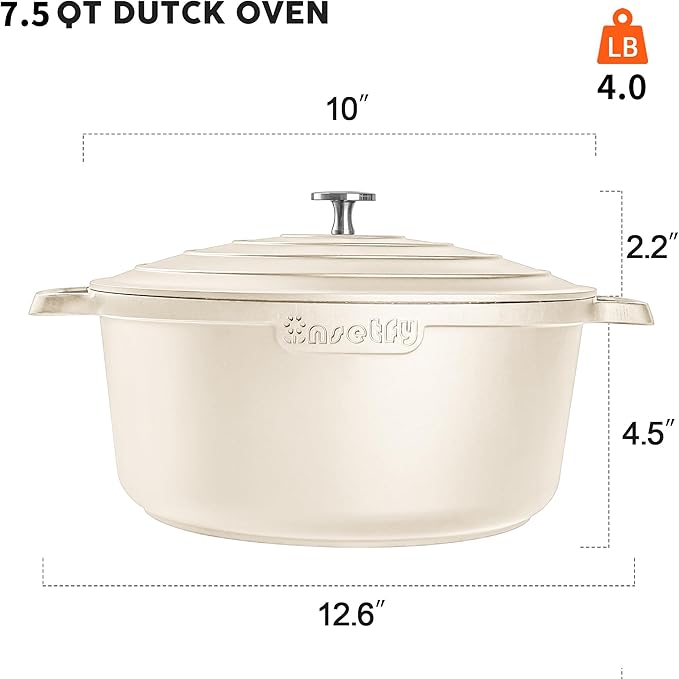 Large Dutch Oven Pot with Lid-7.5QT Cast Aluminum Oven Pot with Two Handles - Image 3