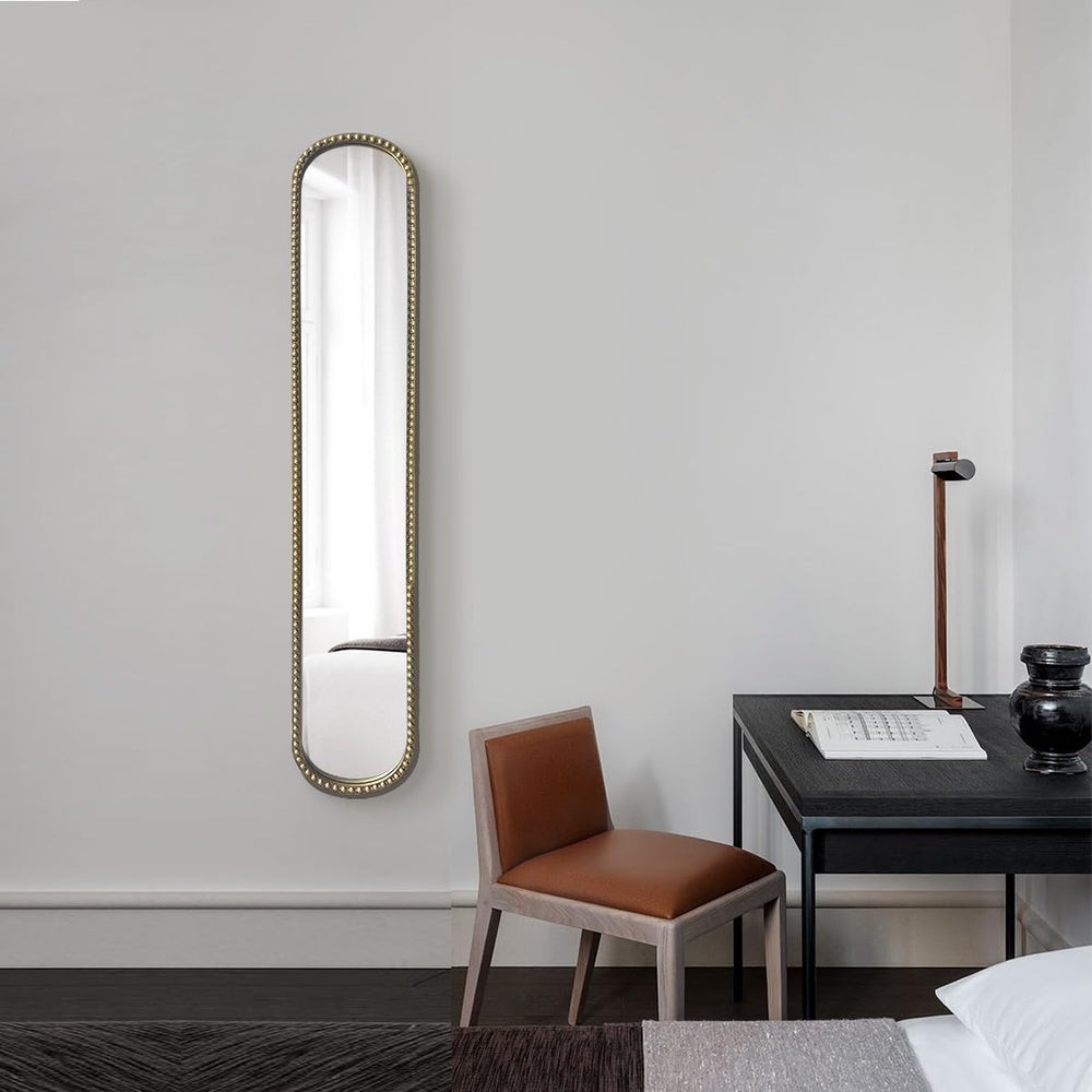 Long Skinny Mirror for Wall,Gold Narrow Oval Mirror for Entryway Bath,Metal F...