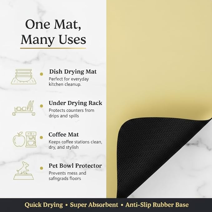 Dish Drying Mat Super Absorbent – 16" x 18" Coffee Mat - Image 6