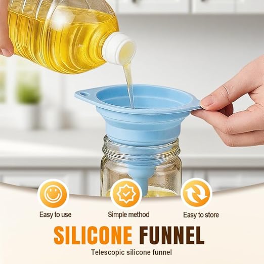 Kitchen Funnel Set 3 Pack, Collapsible Silicone Funnels - Image 2