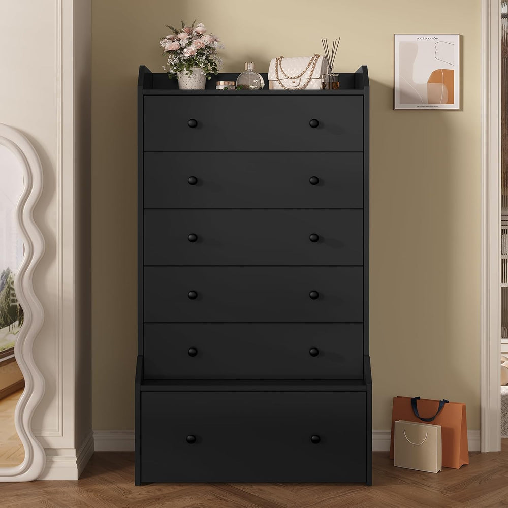 ADORNEVE 6 Drawer Tall Black Dresser for Bedroom