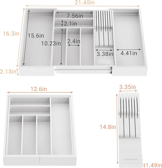 TIOPGHAD Bamboo-Silverware-Drawer-Organizer-Kitchen, Expandable Utensil Holder