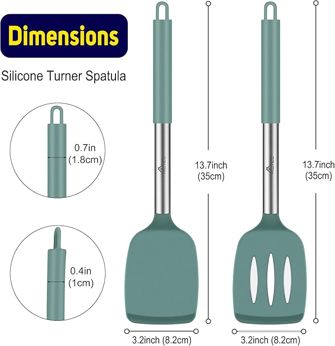 HOTEC Silicone Spatula Set of 2 Heat-Resistant 600F & BPA-Free Kitchen Spatula - Image 7
