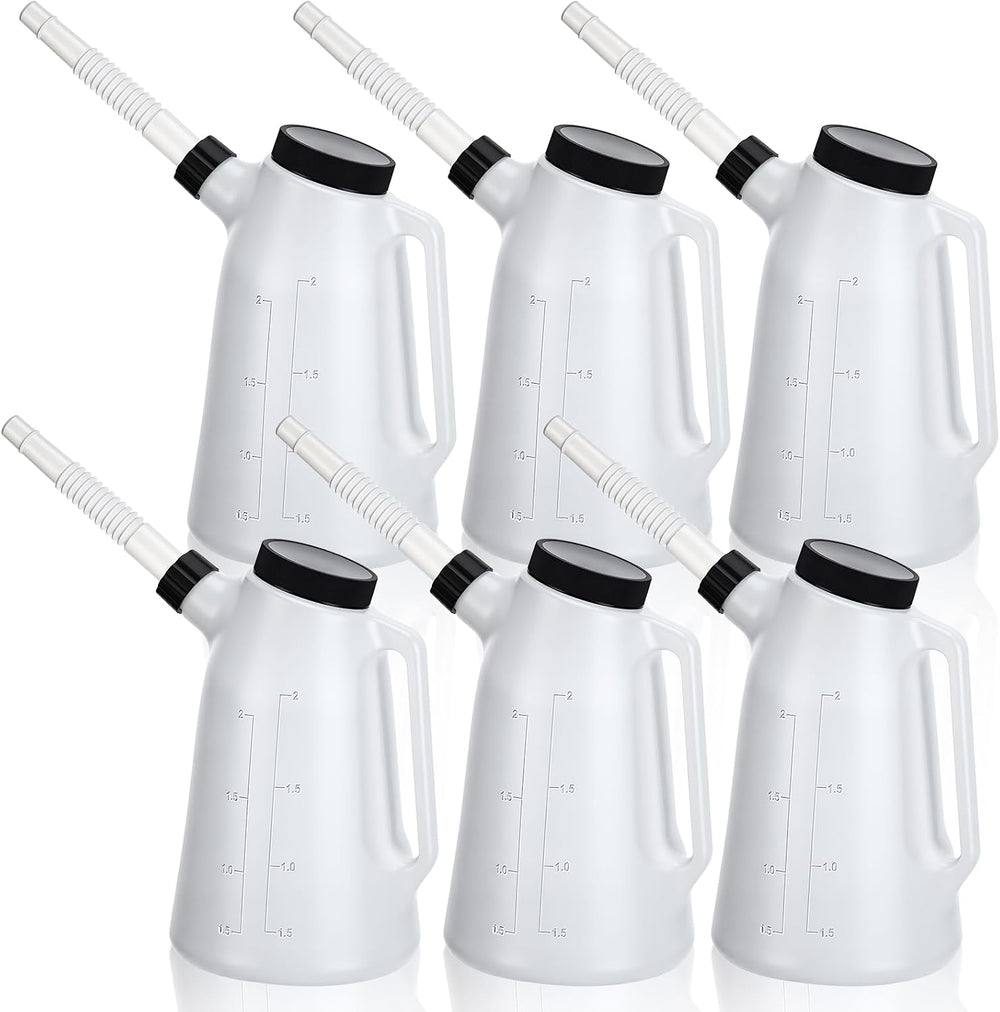 Mifoci 6 Pack 2 Quart Oil Measuring Containers, Translucent Plastic Oil