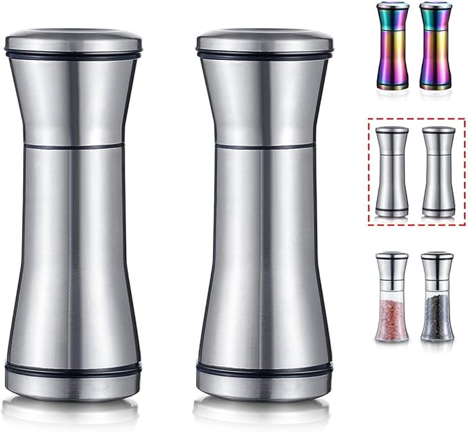 Kyraton Salt and Pepper Shakers, Stainless Steel Salt and Pepper Grinders by Kyraton