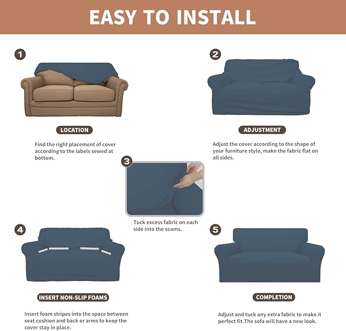 Easy-Going 100% Waterproof Oversized Loveseat Couch Cover, Dual Waterproof Sofa - Image 5