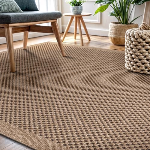 CAMILSON Easy Jute Rug 9x12, Indoor Outdoor Natural Color Fiber Area Rugs for...