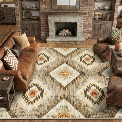 BESTSWEETIE Area Rug 9x12 Machine Washable Non-Slip Low Pile Print Pattern We...