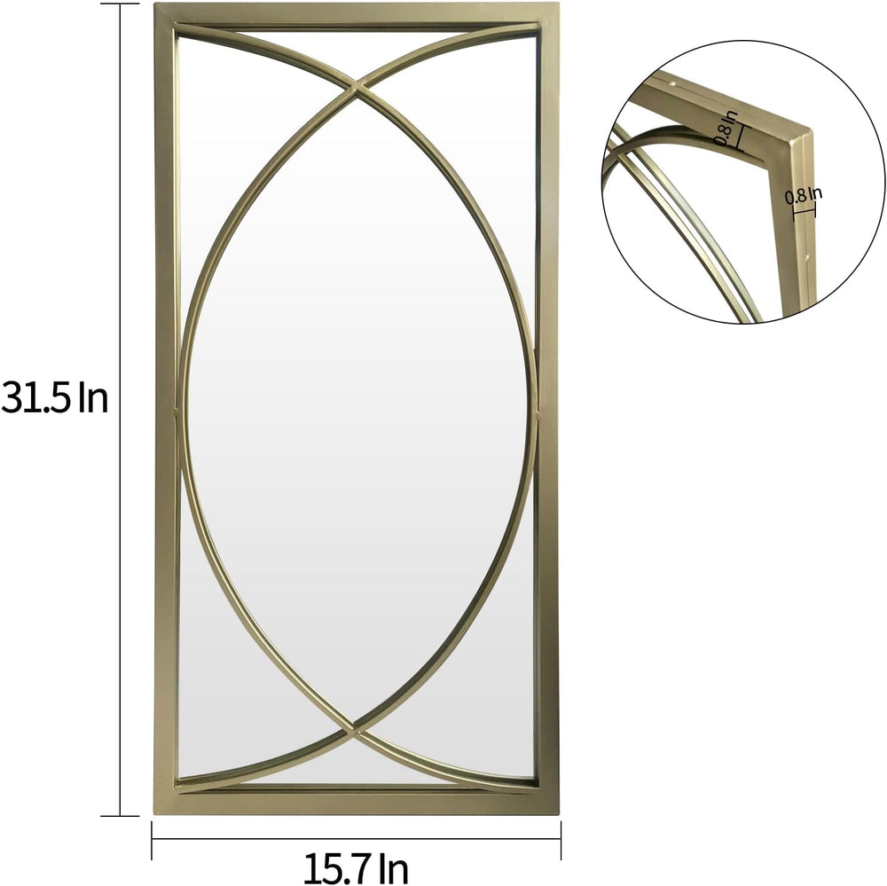 Gold Rectangle Wall Mirror with Metal Frame,Decorative Wall Mirror Set,Hangin...