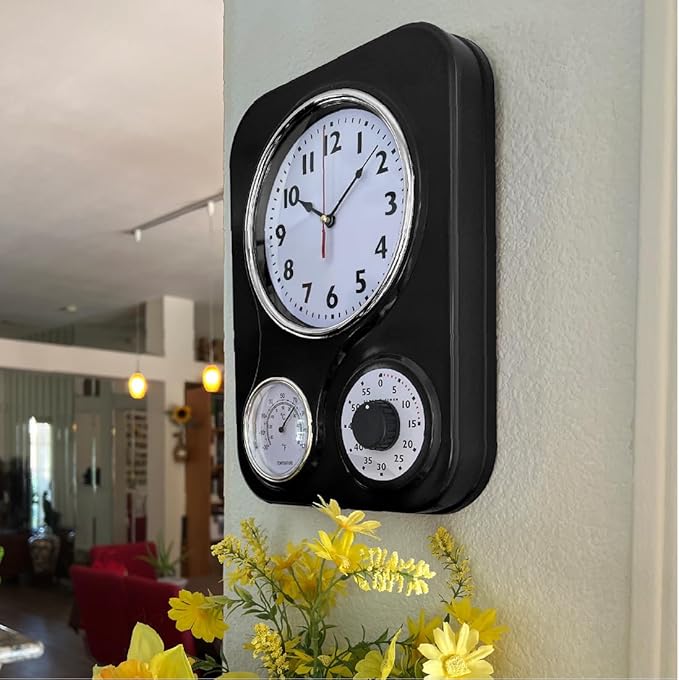 Lily's Home - 9.5 Inch x 12.5 Inch - Retro Kitchen Wall Clock, Vintage Wall - Image 5