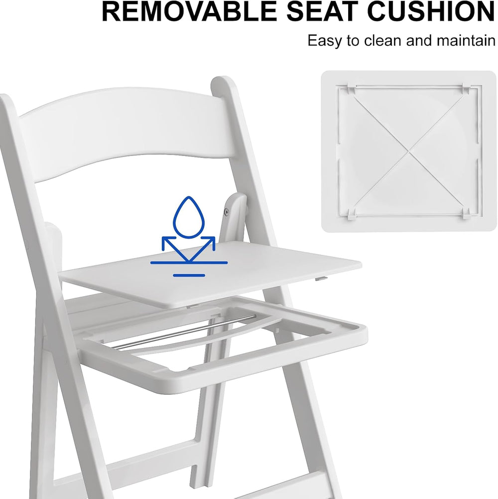 4 Pack Resin Folding Chairs with Cushion for Wedding, Party, Events