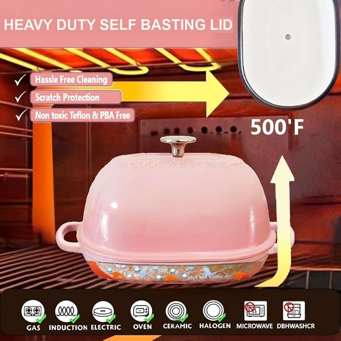 Cast Iron Bread Oven, 6 QT Bread Oven, Thick Enameled Loaf Pan