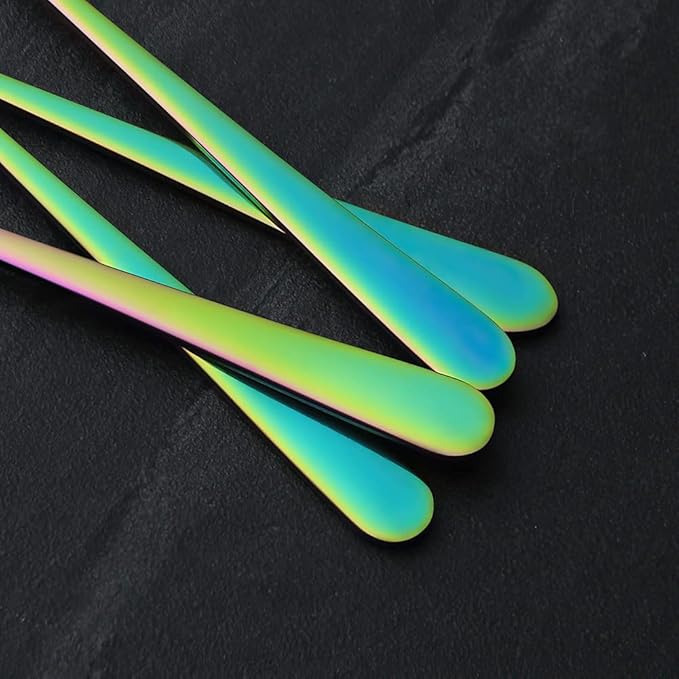 IQCWOOD Rainbow Long Handle Iced Tea Spoons, 9-Inch Ice Cream Coffee Stirring - Image 9