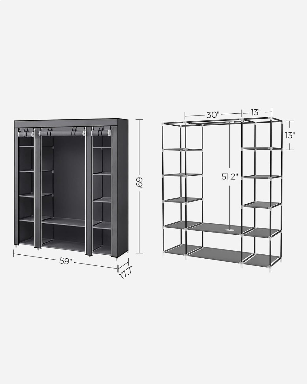 SONGMICS Closet Wardrobe, Portable Closet, Clothes Storage Organizer