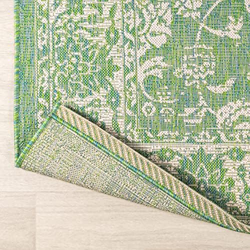 JONATHAN Y Weave Floral Indoor Outdoor Area Rug 4X6 Cream/Green, Tela Bohemia...