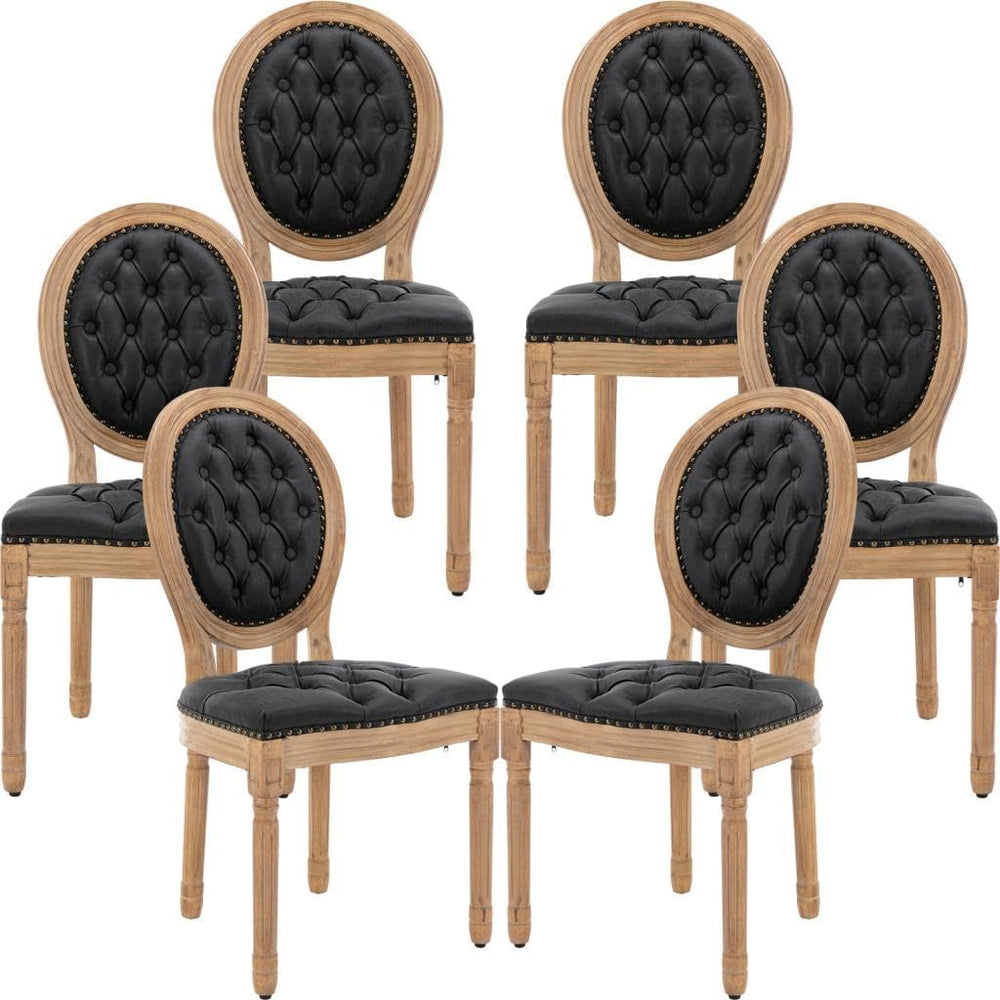 French Country Dining Chairs Set of 6, Black Kitchen & Dining Room Chairs...