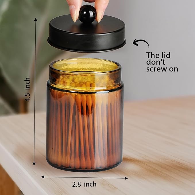 Amolliar Amber Glass Qtip Holder, Apothecary Jars - Image 3