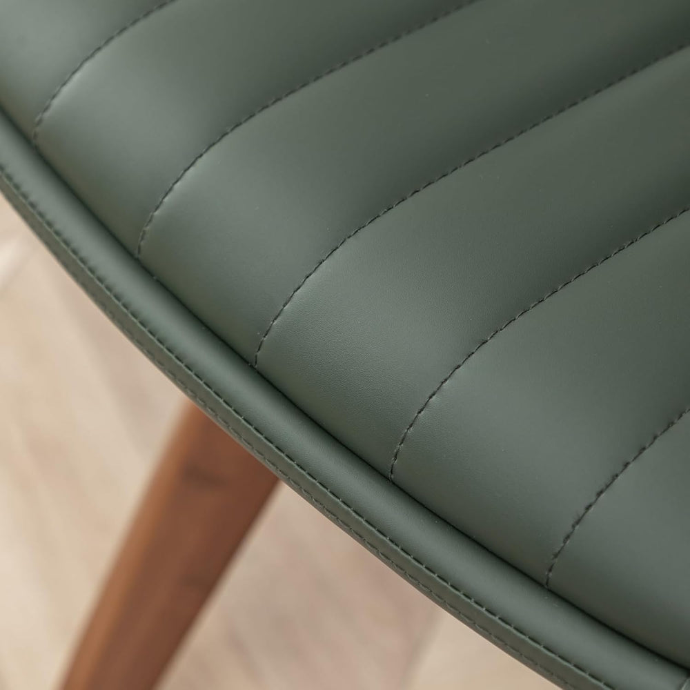 LUNLING Swivel Dining Room Chairs Set of 2, Mid Century Modern Green Faux Lea...