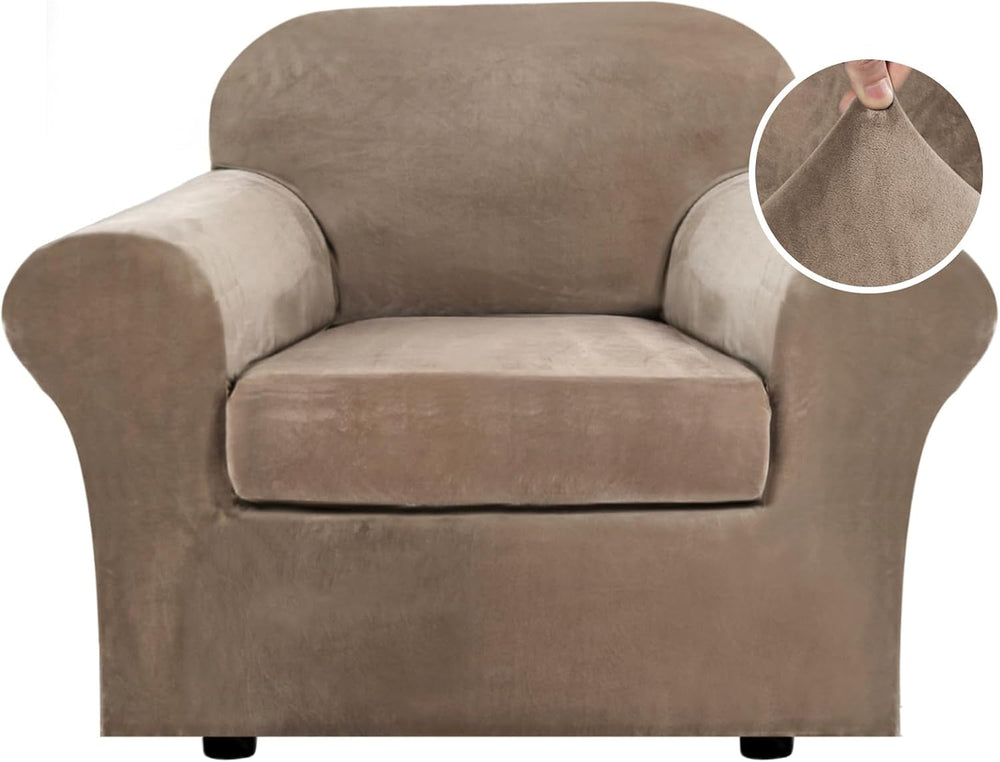 H.VERSAILTEX Rich Velvet Stretch 2 Piece Cover Chair Slipcover Sofa Cover Fur...