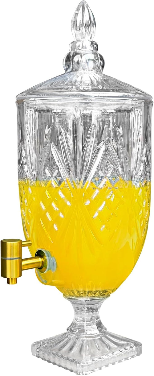 1.3 Gallon Glass Drink Dispenser, Glass Beverage Dispenser by Unknown