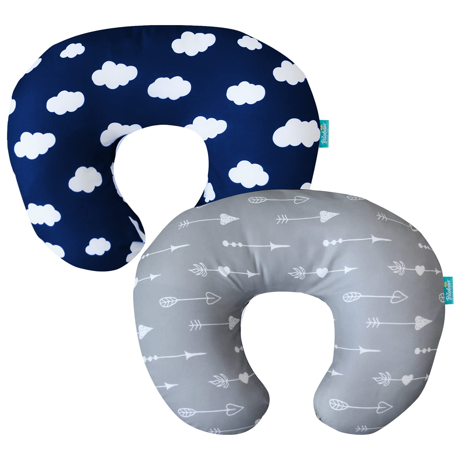 Biloban Nursing Pillow Cover 2 Pack for Boppy Pillow, Navy Cloud & Arrow | Breathable & Skin-Friendly Nursing Slipcovers for Breastfeeding Mom, Machine Washable