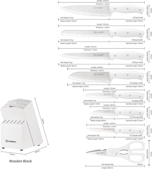 15-Piece White Kitchen Knife Set - Image 2