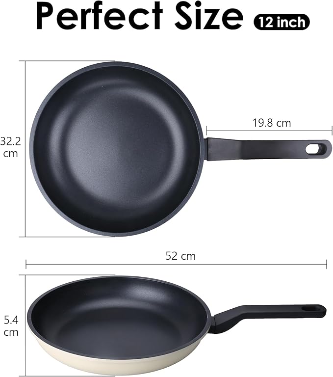 Nonstick Frying Pan Skillet, 12 Inch Frying Pan Skillet, Egg pans, Omelette Pan - Image 5