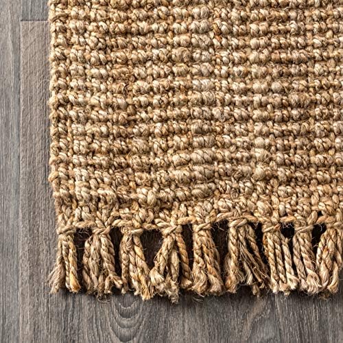 JONATHAN Y Handwoven Jute Fringe Natural Indoor Area Rug, 5x8, Pata, Bohemian...