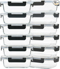 GULFLIN 12 Pack 22oz Glass Meal Prep Containers, Food Storage Containers by GULFLIN