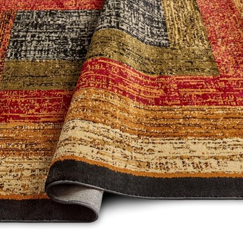 Home Dynamix Royalty Vega Contemporary Geometric Area Rug, Black/Brown, 7'...