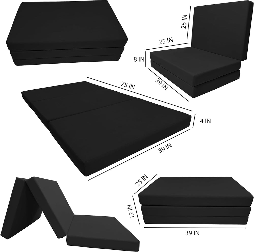 D&D Futon Furniture Portable Trifold Mattress, Foldable Foam Mattresses S...