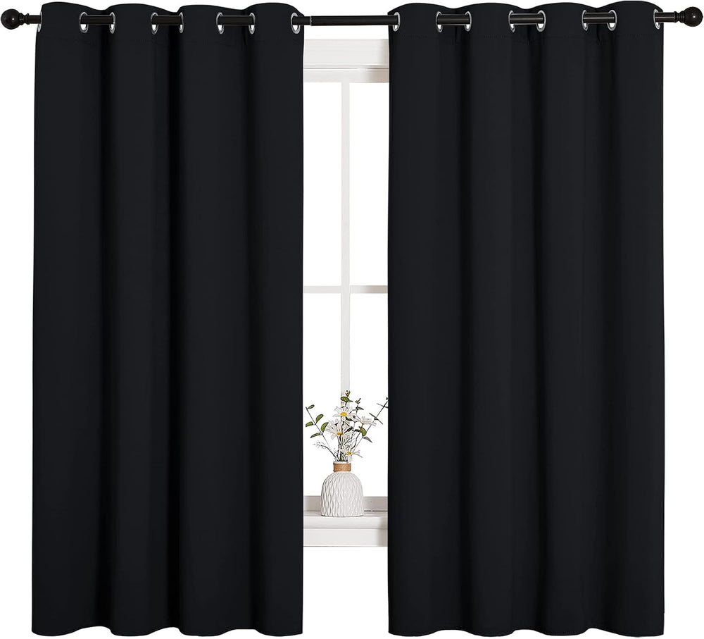 NICETOWN Black Blackout Curtains for Bathroom 55" Wide x 68" Long 2...