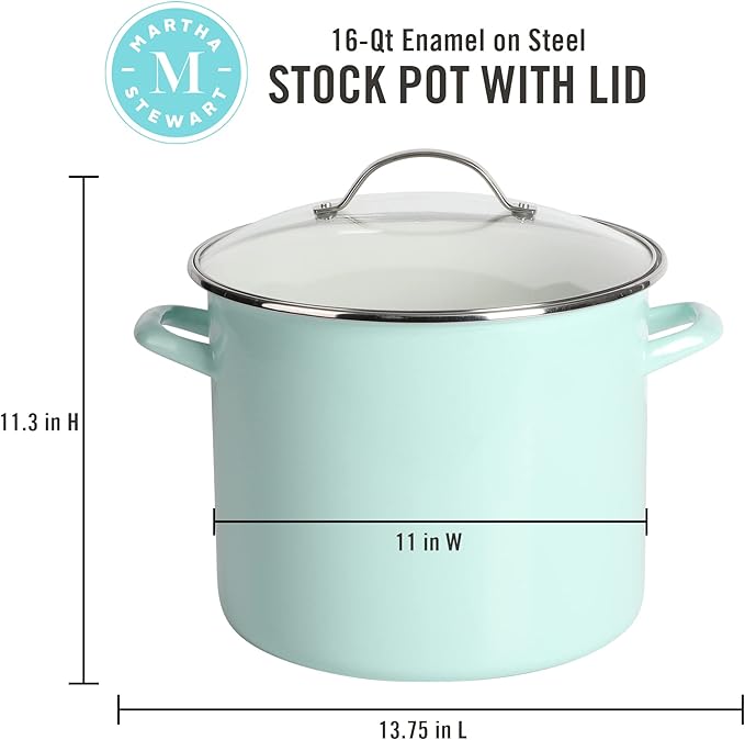 Martha Stewart Thayer 12-Quart Enamel on Steel Scratch-Resistant Stock Pot - Image 2
