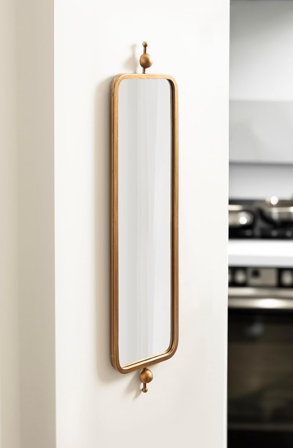 Kate and Laurel Kasota Traditional Slim Panel Wall Mirror, 9 x 36, Antique Go...